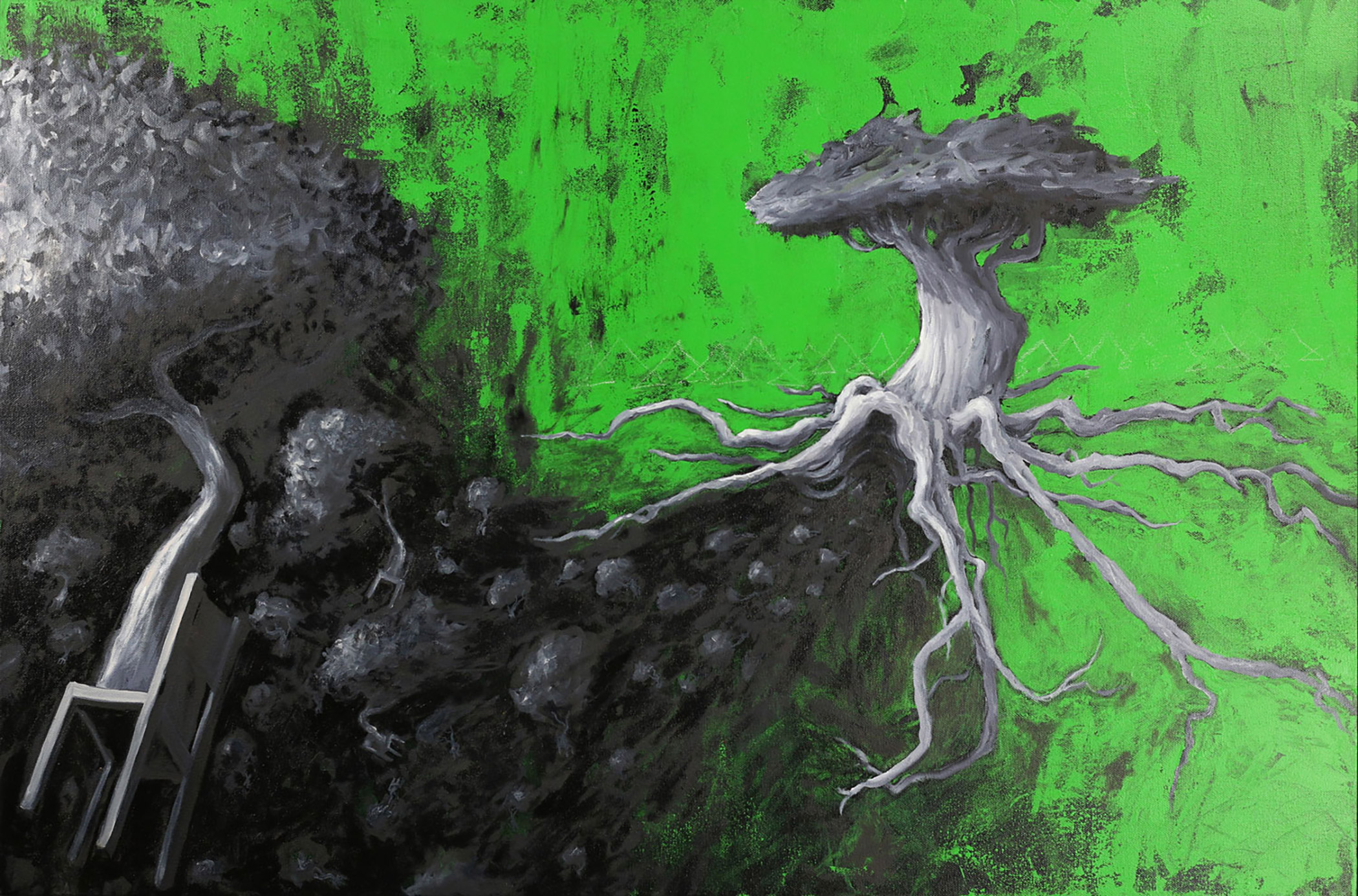 Reclaiming, large painting on canvas