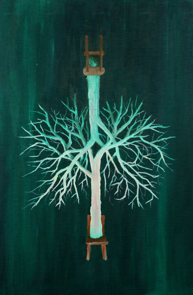 As Above, So Below, oil on wood panel