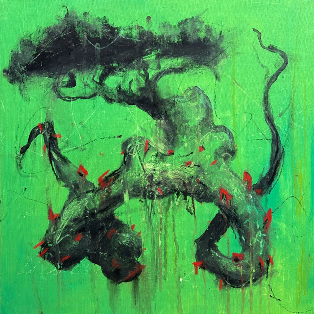 Draconian Scramble, painting on canvas