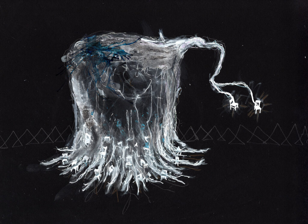Feelers, drawing on black paper