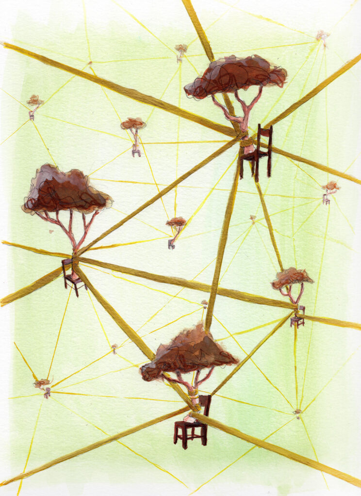 Golden Strands of Consciousness, ink on paper