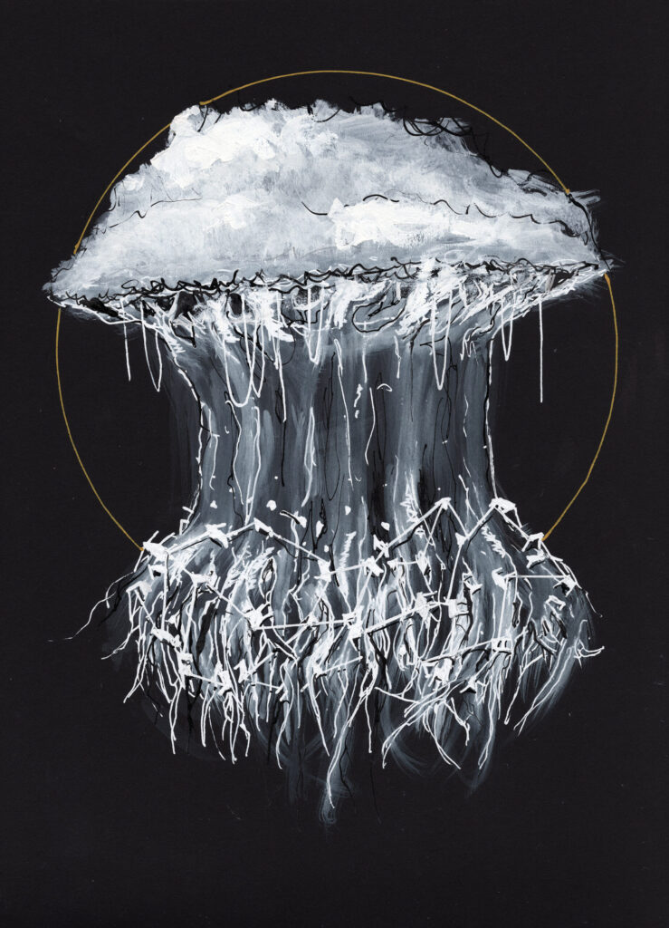 Holy Inversion, drawing on black paper