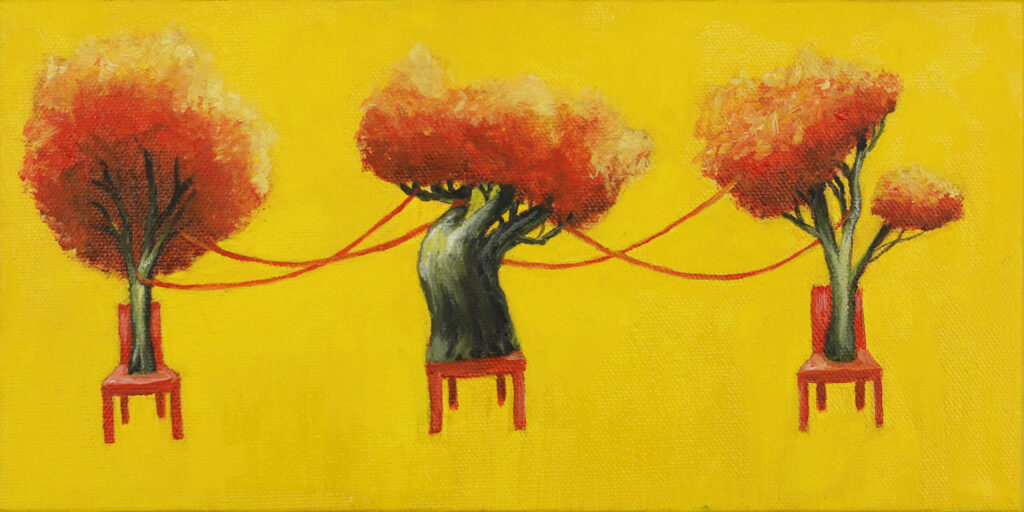 Red, oil painting on canvas